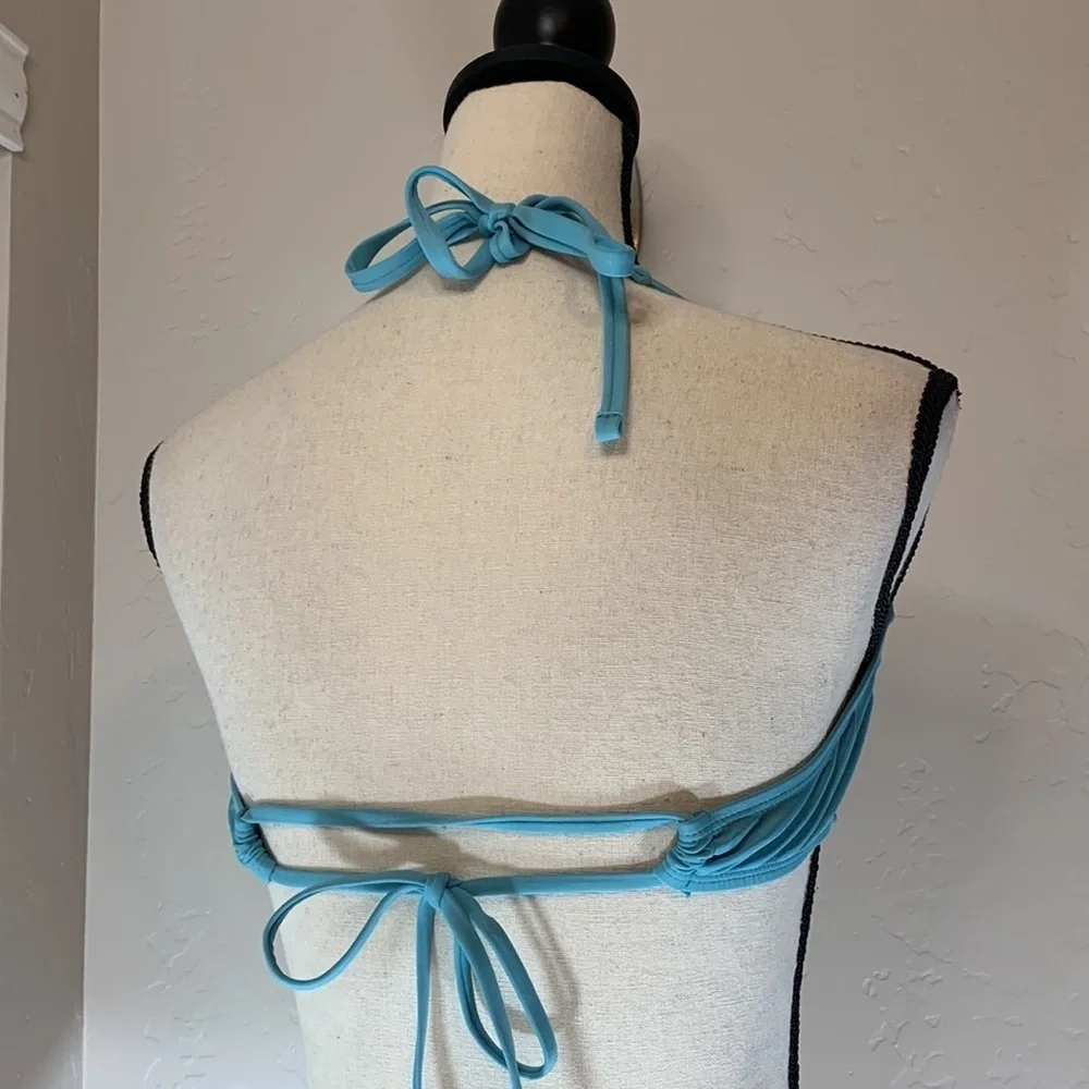 Mae Swimwear Rouched Bandeau Bikini Top (for A-C cups) - Blue / Green - Medium
